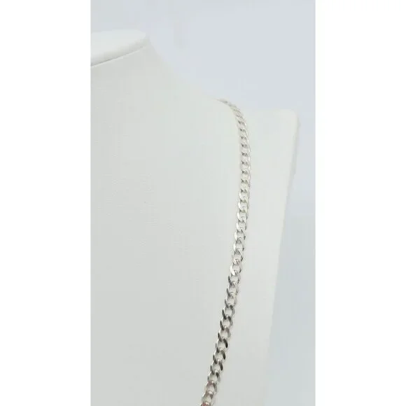 Amazing Solid 925 Sterling Silver Designer Cuban Link Chain Necklace - 21.75 L